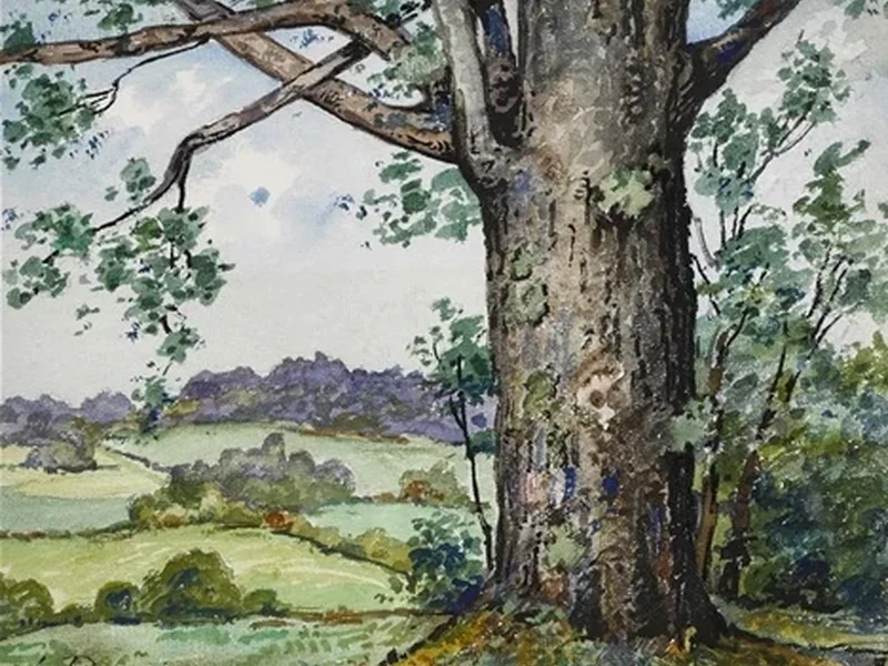 1872-Louis Reguin - 34 Paesaggio con quercia